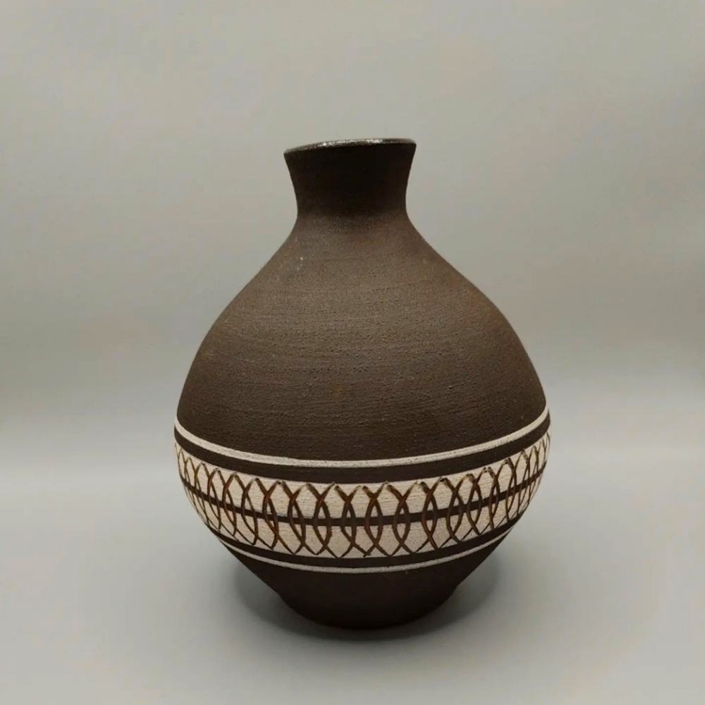 Redware pottery vase